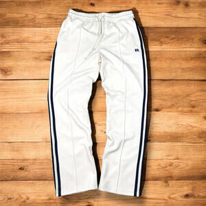 Russell Athletic White Track Pants Sz Small Vintage Style Striped Joggers Retro